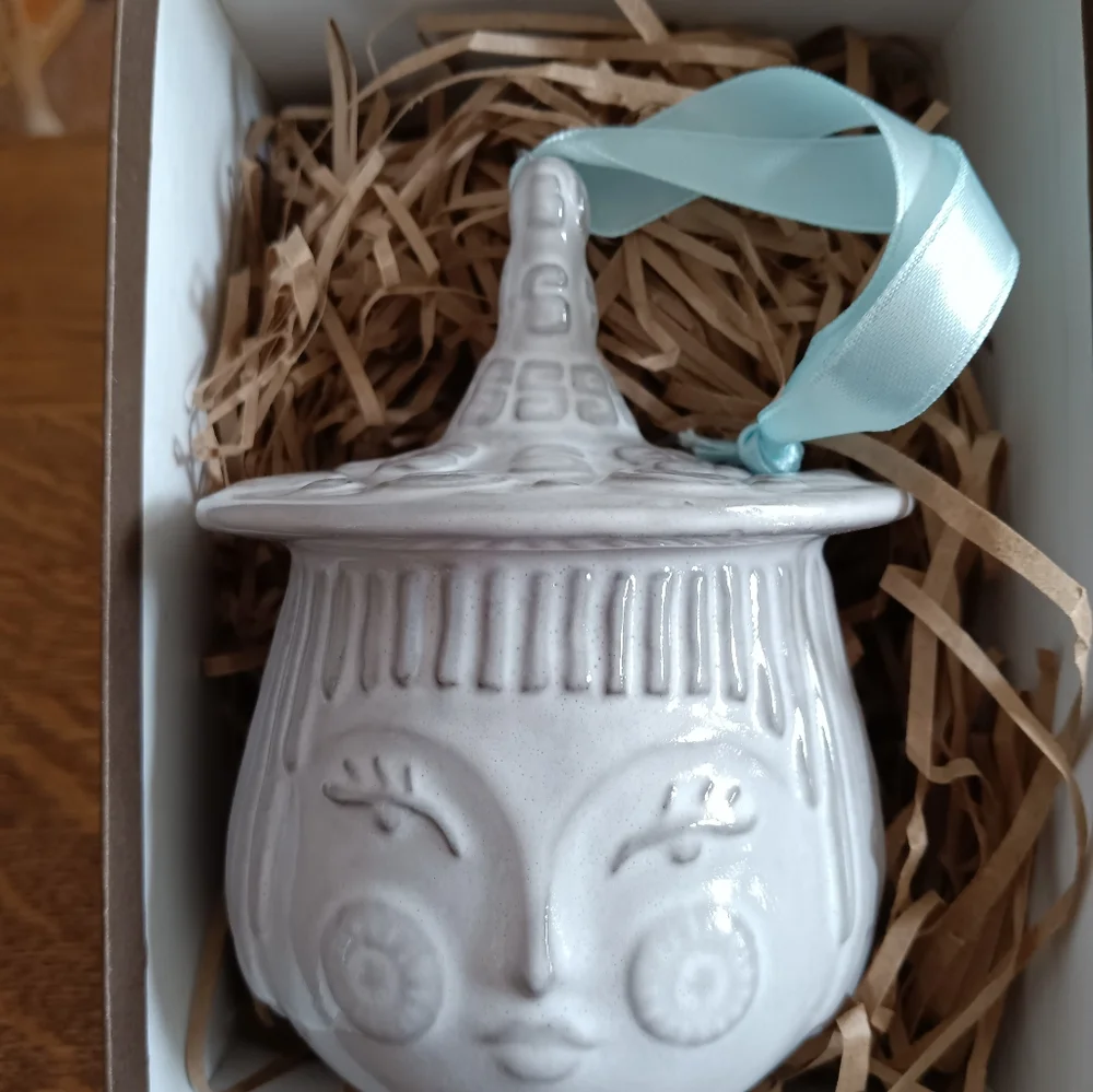 Jonathan Adler Gray Ceramic Face Ornaments